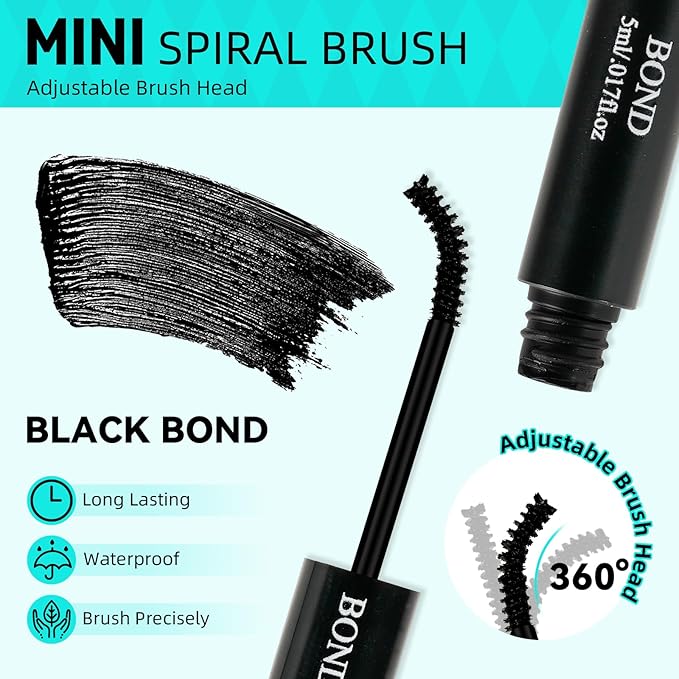 Bond and Seal Lash Glue 10ml Eyelash Cluster Glue Dual-Ended Tube, Black Lash Bond & Clear Eyelash Seal Strong Hold Waterproof Sweatproof – Gentle Formula, Long-Lasting Eyelash Glue for Cluster Lashes