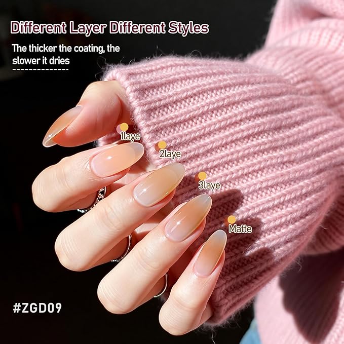 OpenLive Jelly Nail Polish Set, 10 Color With 2Pcs Base and Top Coat Quick Dry High Gloss Shine Nail Polish Non Gel Translucent Milky White Nude Pink Color Holiday Gift Giving