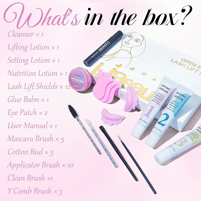 Libeauty Lash Lift Kit with Lash Glue Balm Eyelash Lift Kit & Brow Lamination Kit New Lash Lifting Pads Last Up 4-6 Weeks Tubular Precision Design Curling Perming Lotion & Liquid Set Home Perm Kit