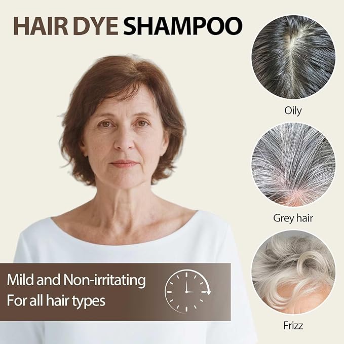 Farndu Light Brown Hair Dye Shampoo, 3 in 1 Instant Hair Color with 15 Min Gray Coverage, Natural Semi-Permanent Herbal Shampoo for Men & Women