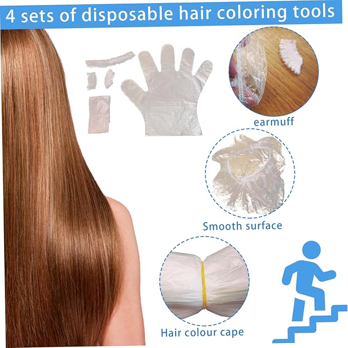 Hair Dye Kit Disposable Hair Bleach Kit DIY Dying Include Gloves, Ear Caps, Shower Cap, Shawl, Dying Accessory for Salon