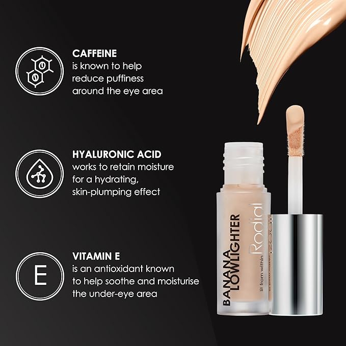 Rodial Banana Lowlighter Travel Size Liquid Concealer & Color Corrector 0.05 fl oz, With Hyaluronic Acid, Vitamin E & Caffeine for Dark Circles, Mini Yellow Under Eye Brightener for Lightweight Finish