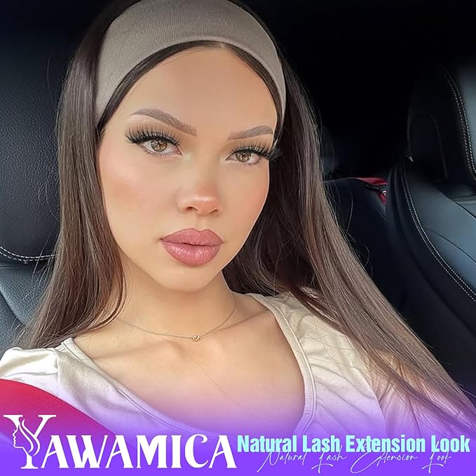Yawamica Natural Lash Clusters Cat Eye Lash Extension 7-14mm Wispy Eyelash Clusters C Curly Individual Lashes Pre-mapped Cluster Lashes Left Right Cluster Eyelash Extensions DIY Lashes Natural Look