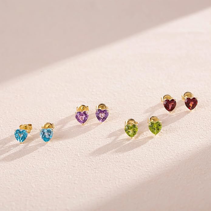 FANCIME 14k Solid Yellow Gold Stud Earrings Gemstone Prong Cluster Stud Earrings Fine Jewelry Gifts for Her Mom Women Wife
