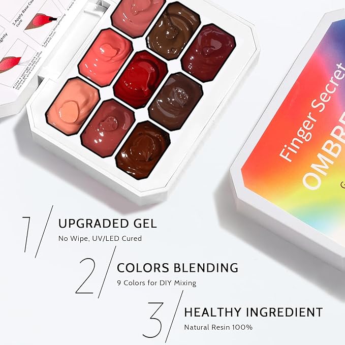 Karroy Sponge Pat Paint Nail Gel, 9 Colors Ombre Nails Gradient Gel Nail Blush Blooming Aura Nails Drawing Stripper Floral Painting Nail Art, No Wipe, UV/LED Curing (9 Colors E)