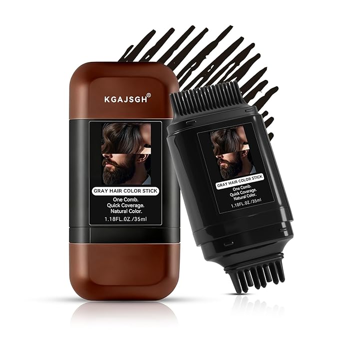 KGAJSGH Gray Hair Color Stick, Portable Touch-Up Pen, Hair Color Comb For Men & Women, Instant Coverage for White Hair & Beard, Quick-Dry & Non-Fading