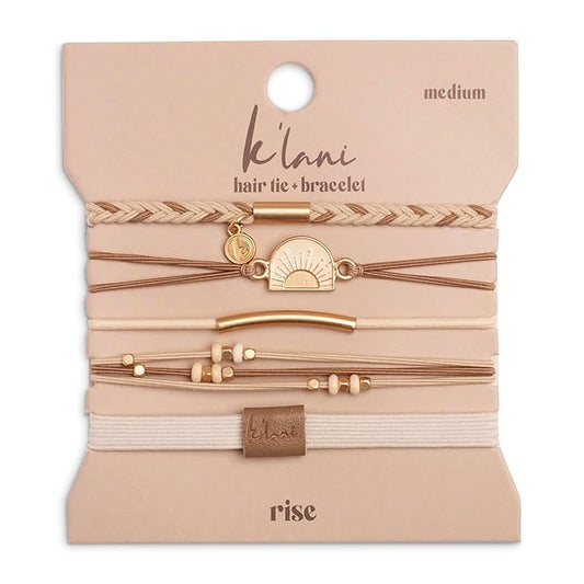 K'lani Hair Tie Bracelets for Women - Elastic Hair Bands That Double as Stylish Jewelry - Rise - Medium