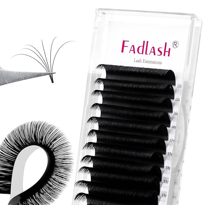 FADLASH Eyelash Extensions D Curl 0.07 15-20mm Mixed Tray Easy Fan Lash Extensions Volume Lashes 2D-10D Self Fanning Lash Extensions (0.07-D, 15-20mm Mix)