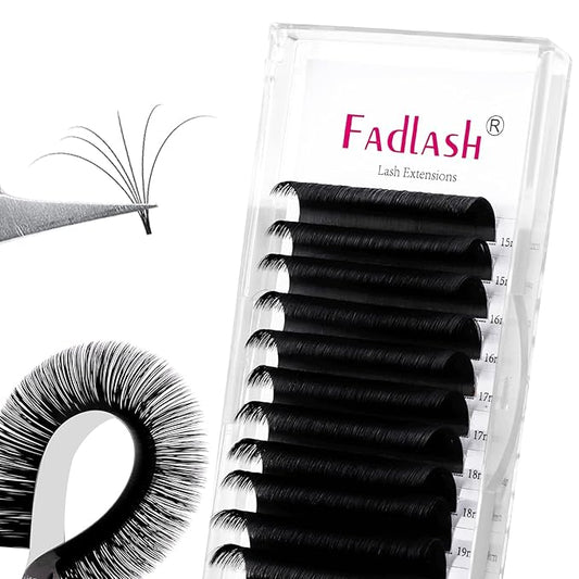 FADLASH Eyelash Extensions D Curl 0.07 15-20mm Mixed Tray Easy Fan Lash Extensions Volume Lashes 2D-10D Self Fanning Lash Extensions (0.07-D, 15-20mm Mix)