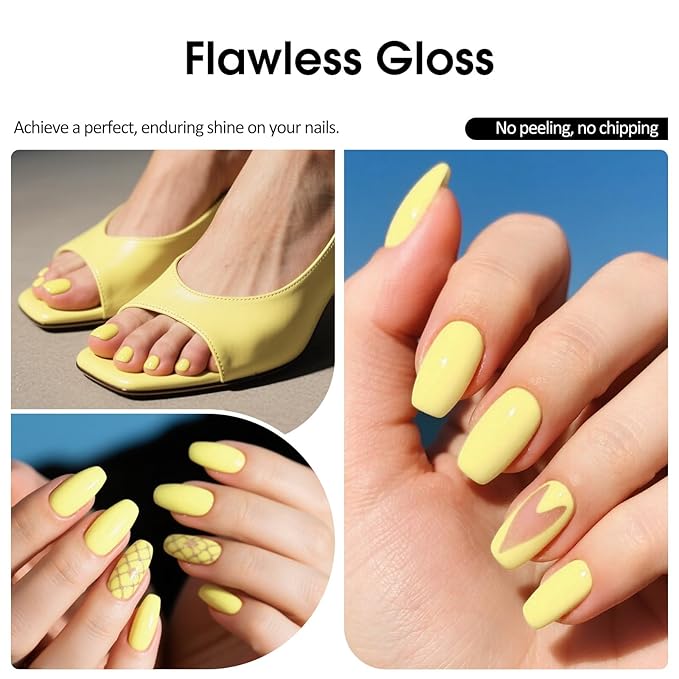 VENALISA Butter Yellow Gel Nail Polish, 1 Pcs Neon Pastel Yellow Gel Polish Light Baby Color High Gloss Soak Off U V Nail Manicure Salon and DIY at Home Gifts for Women