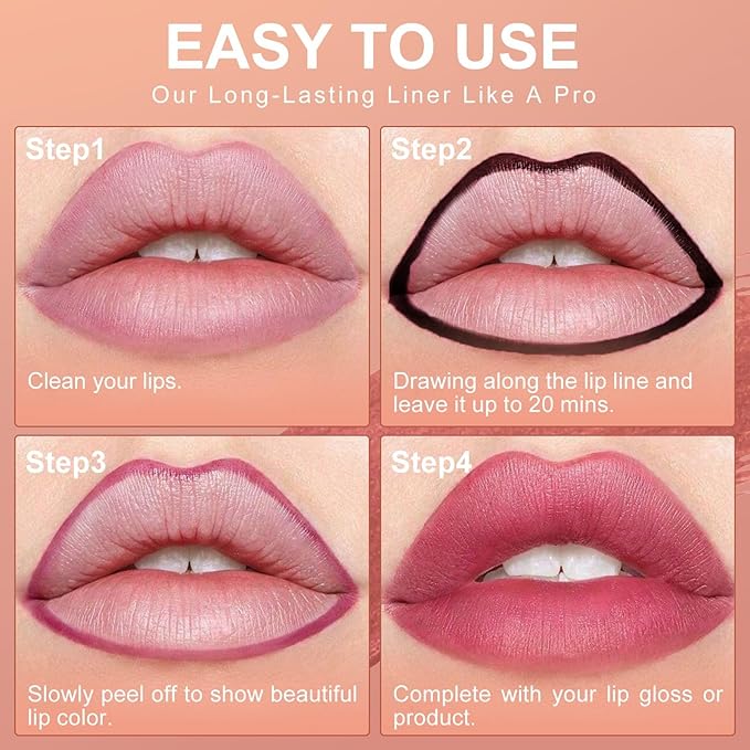 OETUIOW Lip Stain Long Lasting & Waterproof Lip Liner, Non-Stick Cup Highly Pigmented Natural Finish, Lip Gloss for All-Day Color Hold (Nude)