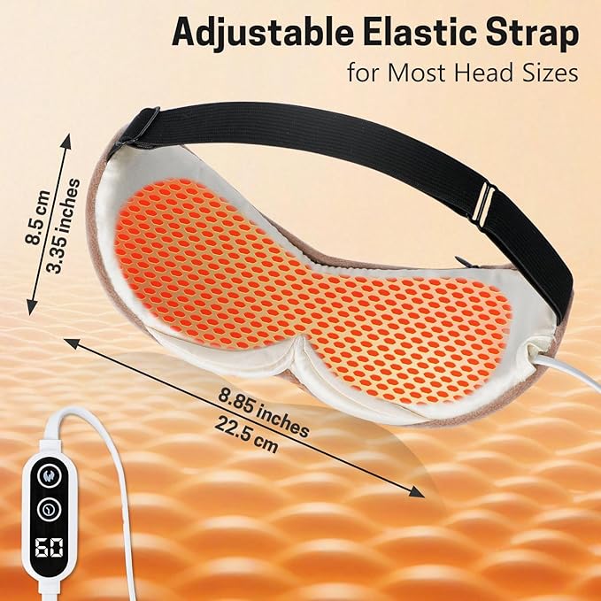 Aurya Heated Eye Mask for Dry Eyes, Warm Eye Compress Mask with Temp & Timer Setting, Eye Heating Pad for Blepharitis, MGD, Migraine, Stye, Chalazion Alleviation, Medium (8.85×3.35 in)