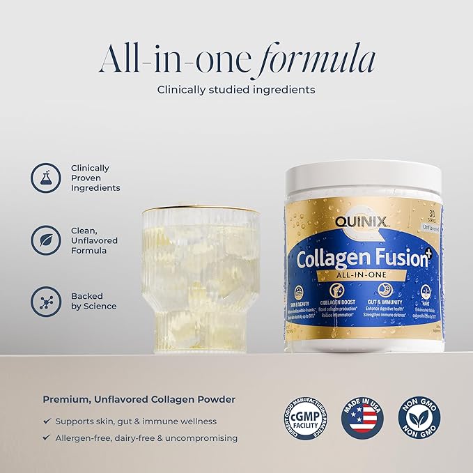 Smooth Skin, Hair, Nails, Joint & Gut Support | Collagen Fusion+ 7-in-1 Powder with VERISOL® Peptides, ImmunoLin® IgG, Dermaval®, PureWay-C®, Hyaluronic Acid & Probiotics | Unflavored 30 Servings