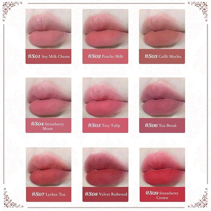 Flower Knows Strawberry Rococo Cloud Lip Cream,Long Lasting Warm Brown Nude Matte Lipstick,Hydrating Lip Stain,Transfer& Smudge Proof Velvet Liquid Lipstick for Girls&Women,0.12 Fl Oz(S03 Caffe Mocha)