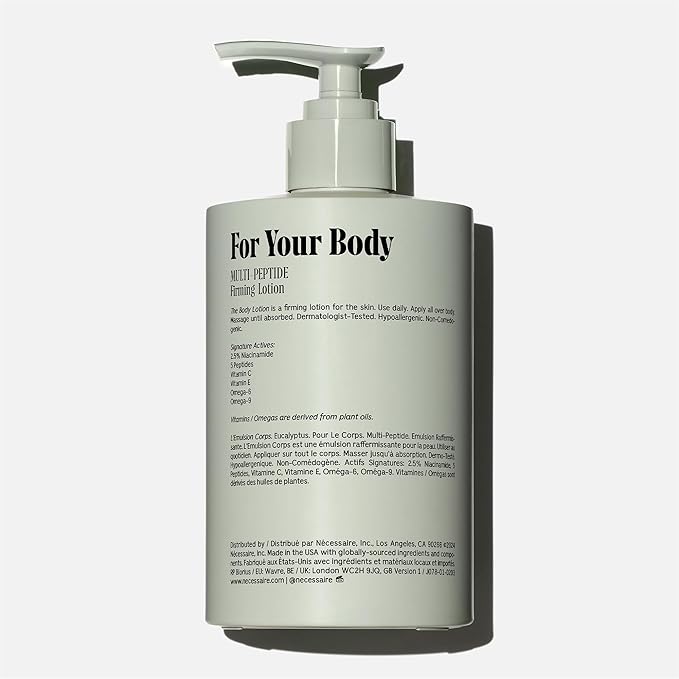 Nécessaire The Body Lotion Eucalyptus – Multi-Peptide - Firming Body Lotion for Women + Men. 2.5% Niacinamide. Non-Comedogenic Lotion for Sensitive Skin – 450ml/15.2 fl oz