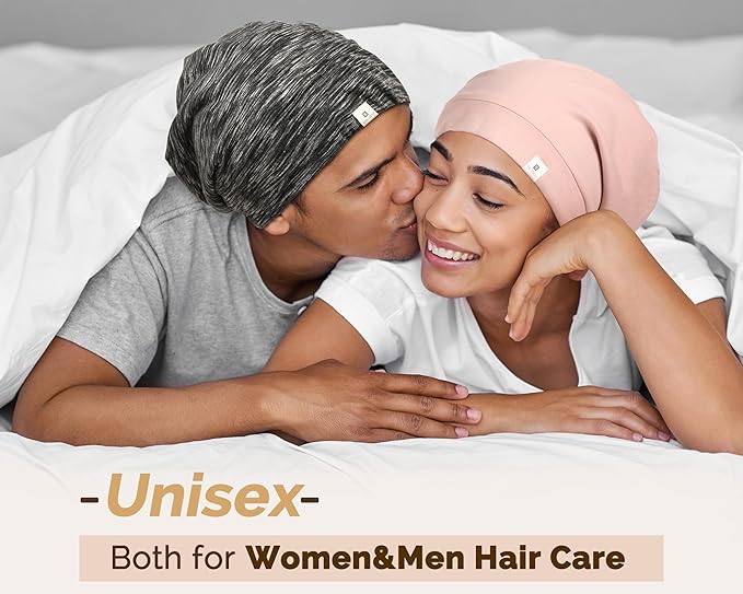 YANIBEST Silk Satin Bonnet Hair Wrap for Sleeping, Adjustable Slouchy Beanie for Women, Silk Lined for Curly Hair and Braids, Black