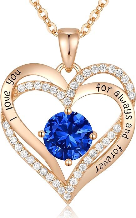 CDE Forever Love Heart Necklaces for Women, Wedding Anniversary, Birthday Mothers Day Christmas Day Gifts for Mom, Mother, Wife, friend, S925 Silver Jewelry with Birthstone Pendant