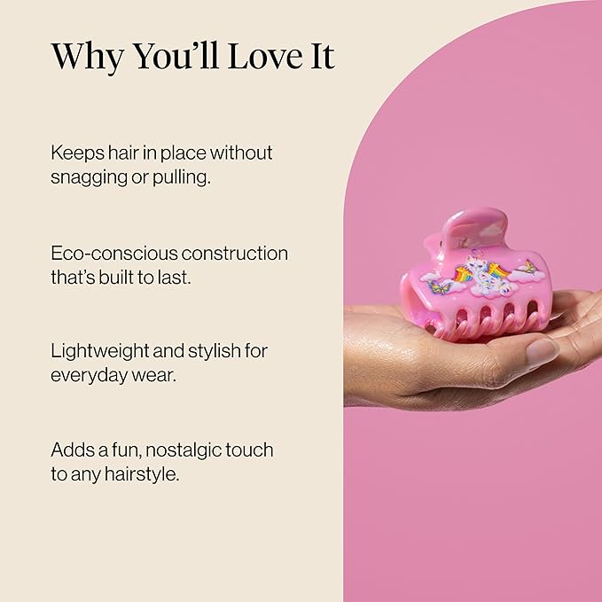 Lisa Frank x Kitsch Medium Cloud Hair Clip for Women - Lightweight & Sturdy Claw Clip with Rounded Edges for Comfortable Hold, Ideal for Half-Up Hairstyles & Low Buns - Angel Kitty