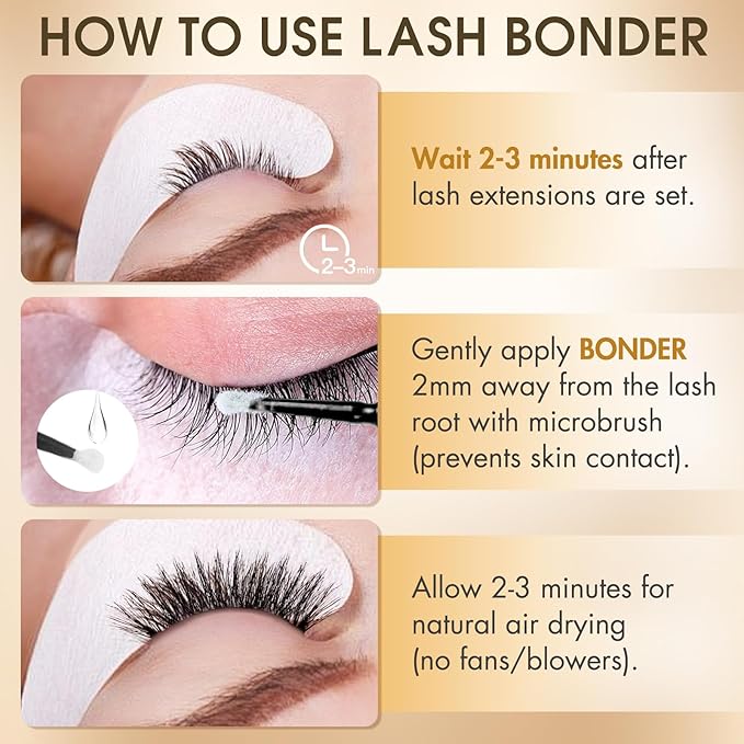 Miuffue Waterproof Lash Bonder for Eyelash Extensions, Professional Lash Sealant Glue Accelerator, Reduces Glue Fumes and Enhances Retention, Adhesive Companion with Precision Dropper, 0.5fl. oz/15ml