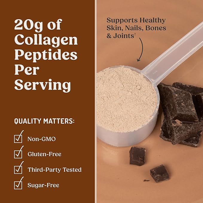 Bulletproof Chocolate Collagen Protein Powder with MCT Oil, 19g Protein, 17.6 Oz, Collagen Peptides and Amino Acids for Healthy Skin, Bones and Joints, Packaging May Vary