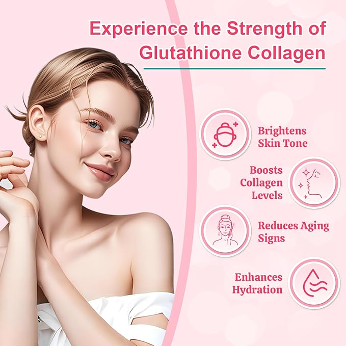 Sijigood Glutathione Collagen Gummies, Skin Brightening & Anti-Aging, Supports Hair, Skin & Nail Health, Glutathione Supplement for Women, Strawberry Flavor, 60 Count