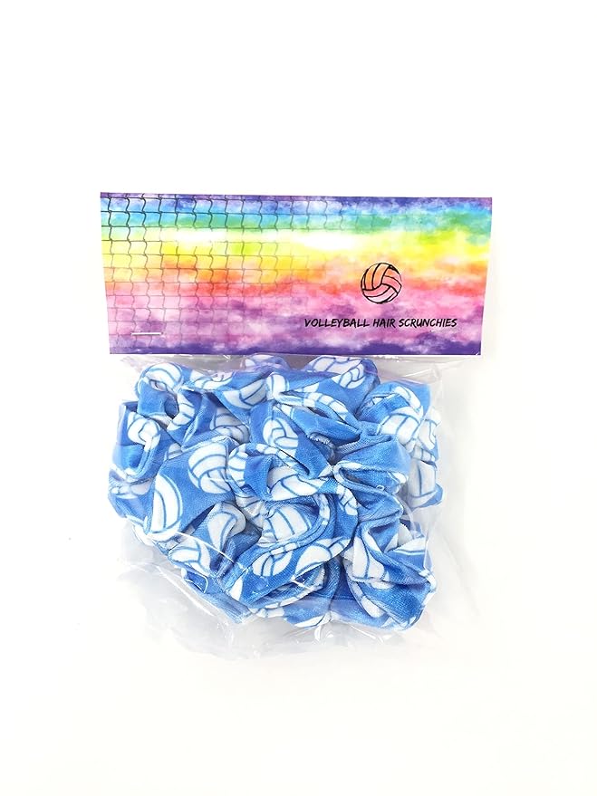 Volleyball Scrunchies, Velvet Hair Ties Headband Accessory, Set of 4 Blue…