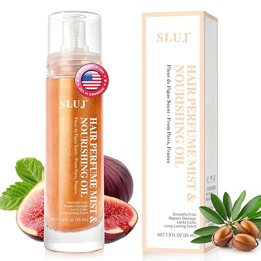 SLUJ Hair Perfume for Women - Hair Mist with Argan Oil & Bronze Shimmer, Lightweight Hair Oil Spray for Dry Hair, Heat Protection Spray for Hair, Long Lasting Hair Scent