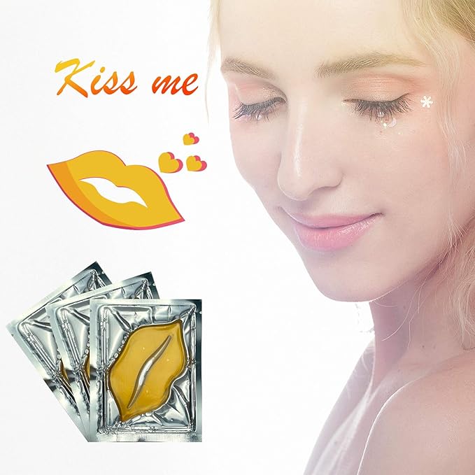 30PCS Collagen Lip Masks,Crystal Moisturizing Gel Sheet Lip Patches for Mouth Care & Anti-Chapped, Smoothing Lines, Plumping Your Lips Attractive, Gold