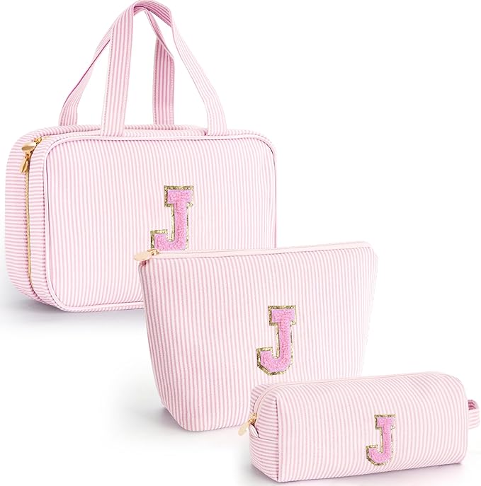 Birthday Gift for Girls Toiletry Bag Makeup Bag Cosmetic Bag Teacher Gifts for 3 4 5 6 7 8 9 10 11 12 13 Year Old Girls - Pink J