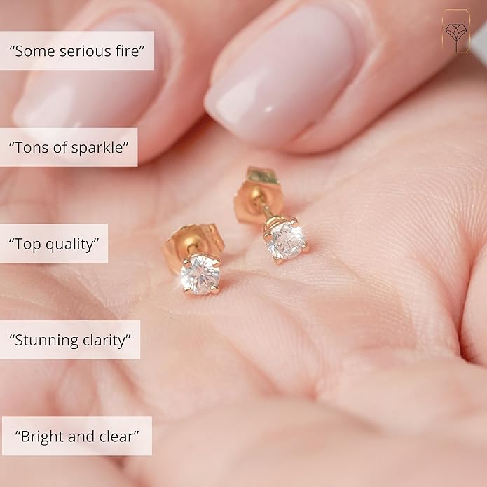 1/4-2 Carat IGI Certified Lab Grown Diamond Stud Earrings | Solitaire Real Diamonds Earring for Women in I-J Color & SI1-SI2 Clarity | 14K Gold Diamond Studs with Secure Backs by MAX + STONE