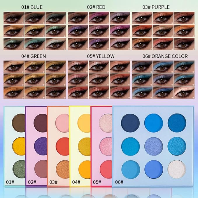 9-Color Blue Eyeshadow Palette – Matte, Shimmer & Glitter High-Pigment Eye Makeup, Waterproof Long-Lasting Blendable Navy, Aqua, Teal & Silver Shades for Bold, Creative & Mermaid Looks
