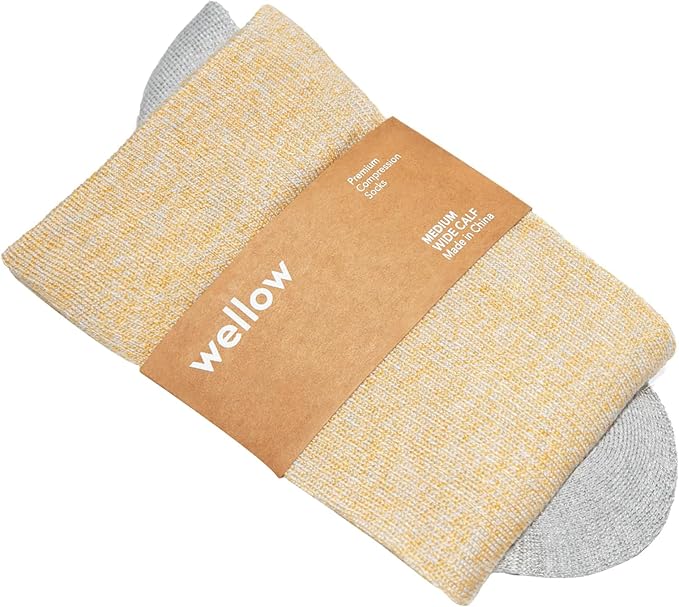 Wellow Wide Calf Compression Socks, Knee High Support, Fit for Men & Women, 18-25 mmHg, Made with Viscose from Bamboo