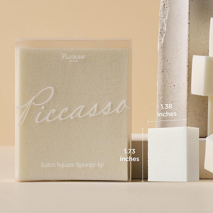 Piccasso Base Layering Set – FB17 Foundation Brush + 6P Latex Round Makeup Sponges, Professional Korean Beauty Tools for Flawless Base, Dewy & Matte Finish, Seamless Blending Kit