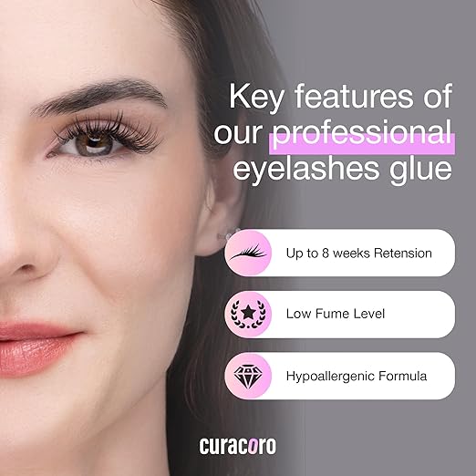 Curacoro Professional Eyelashes Glue - Extra Strong Adhesive for Salon Use, Clear & Black, Multiple Drying Times (0.5-3 Sec), 0.17 fl.oz / 5ml, 7-8 Week Retention - for Trained Lash Technicians Only