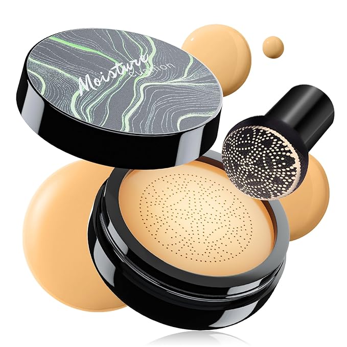 Air Cushion CC Cream - Moisturizing BB Cream Foundation, Long-Lasting Waterproof New Mushroom Head Cushion Foundation Concealer for Even Skin Tone (Buff Beige, 1 PCS)