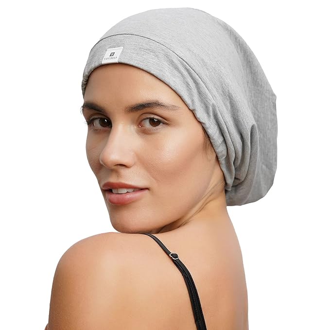 YANIBEST Silk Satin Bonnet Hair Wrap for Sleeping, Adjustable Slouchy Beanie for Women, Silk Lined for Curly Hair and Braids, Hot Pink