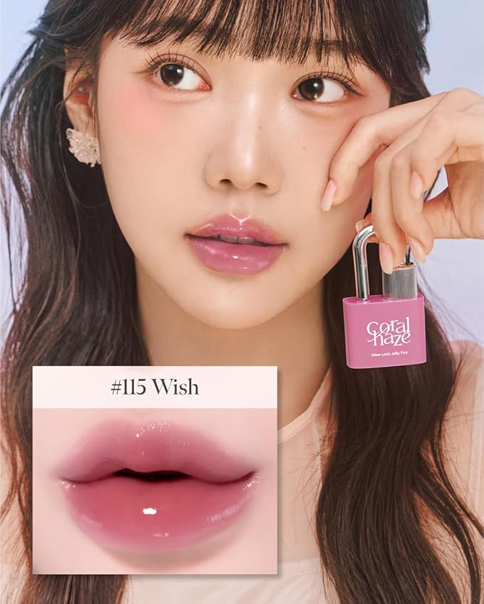 Glow Lock Jelly Tint 115 Wish, Hydrating Water Glow Lip Stain, Non-Sticky Juicy Gloss, Long Lasting Glass Shine & Dewy Finish, Lightweight Moisturizing Lip Care, Korean Makeup