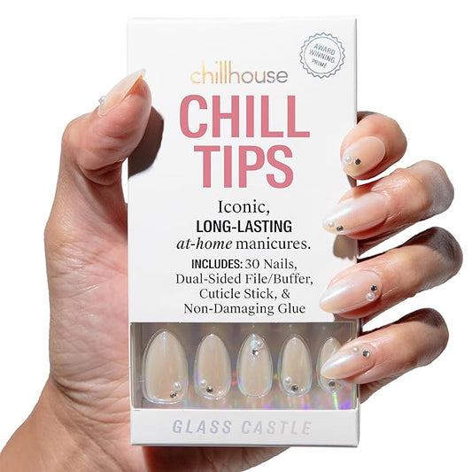 Chillhouse - Chill Tips, Press on Nails Kit - Glass Castle (Oval) - 30 Nail Shapes & Sizes - Up to 3 Weeks of Wear - Customizable Fit - Reusable - Latina Founded & Women Owned - Beauty & Self Care
