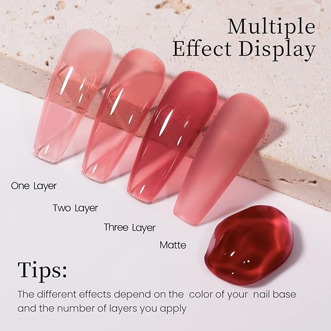 MAYCHAO Jelly Gel Nail Polish -15ML Blush Pink Gel Polish Soak Off UV LED Sheer Pink Nail Polish for DIY Manicure Home Salon Nail Art, 0.5 OZ