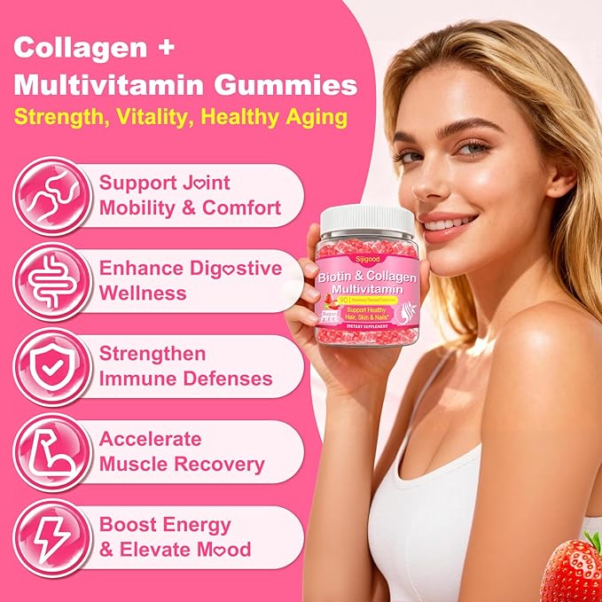 180 Count | Collagen Peptides Gummies for Women Men, 2500mg Collagen Gummies with Multi Hydrolyzed Protein Type I,II,III,V,X, 15000mcg Biotin, Vitamin C B12 D A E for Skin Hair Nails, Bone, Sugar Free