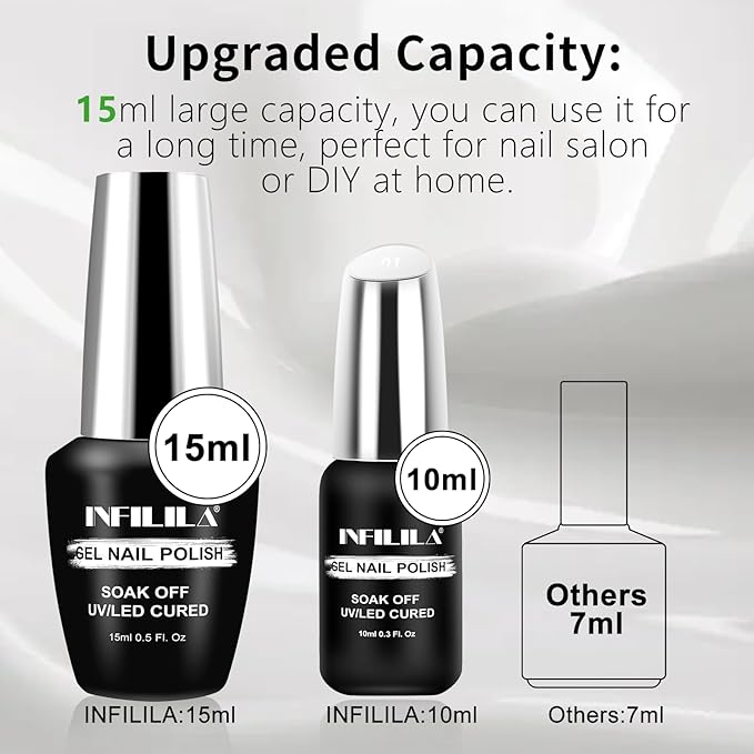 NXJ INFILILA Milky White Gel Polish, Sheer White Gel Nail Polish, 15ML Translucent Milky Nude Color, Neutral Transparent Sheer Color Soak Off Nail Art Salon DIY at Home for Women 0.51Oz N01