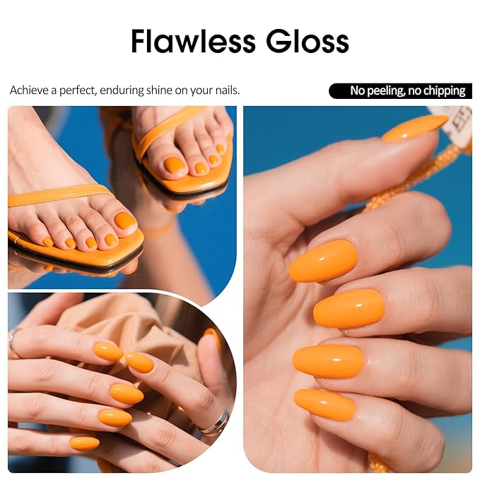 VENALISA Orange Gel Nail Polish, 1 Pcs Bright Orange Gel Polish Color High Gloss Soak Off U V Nail Manicure Salon and DIY at Home Gifts for Women