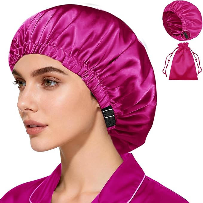 Satin Bonnet 2Pcs Silk Bonnet Hair Bonnets For Sleeping Silky Soft Sleep Cap Womens Night Curly Natural Hair Caps