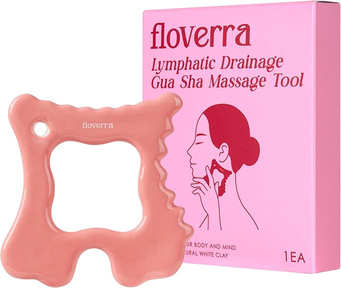 floverra Lymphatic Drainage Ceramic Gua Sha Massage Tool, Korean Face and Body guasha, Portable and Lightweight Scraping Tool