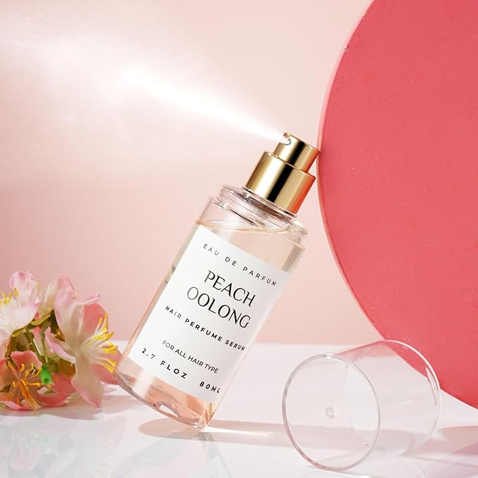 benatu Hair Perfume for Women, Summer Lightweight Long Lasting Fragrance Mist - 3:7 Hydrating Serum Alcohol Free Formula, Argan Oil Scented Hair Spray with Keratin & Elastin (Peach Oolong) 2.7 fl oz