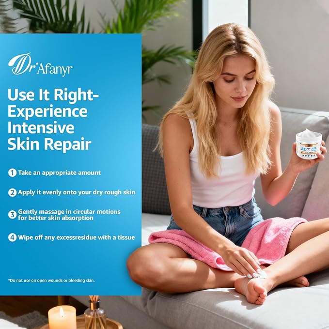 DR.Afanyr 40% Urea Cream for Feet – Foot Cream with 2% Salicylic Acid for Dry Cracked Heels and Feet, Urea 40% Foot Lotion, Formulated with Shea Butter, Tea Tree Oil for Deep Moisturizing(5.29oz)