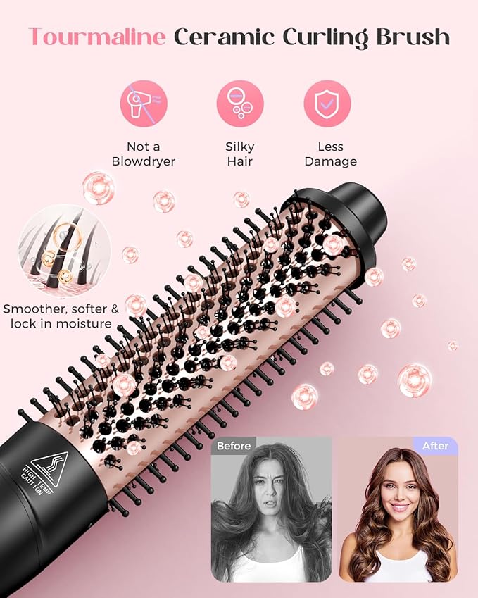 Lopeie 5 in 1 Wand Curling Iron Set, Hair Styling Tools with Thermal Brush and 4 Interchangeable Ceramic Barrels from 1/2 to 1 1/2 inch, Fast Heating, Dual Voltage Hair Curler, Gifts for Women