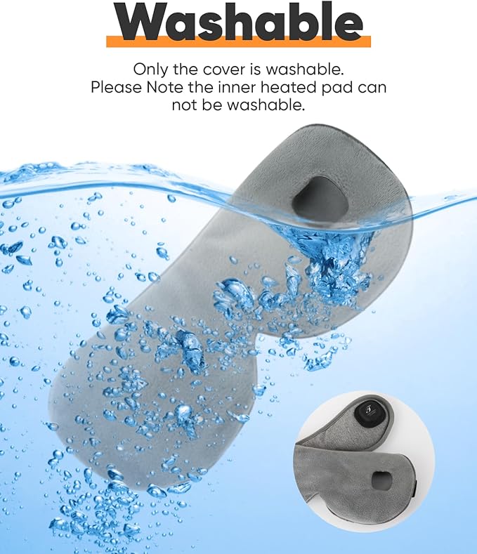 Heated Eye Mask, Cordless Warm Eye Compress for Dry Eyes, Blepharitis, Light Blocking Heat Eye Mask for Men Women, 1000mAh Rechargeable Battery and Washable Cover (Grey)