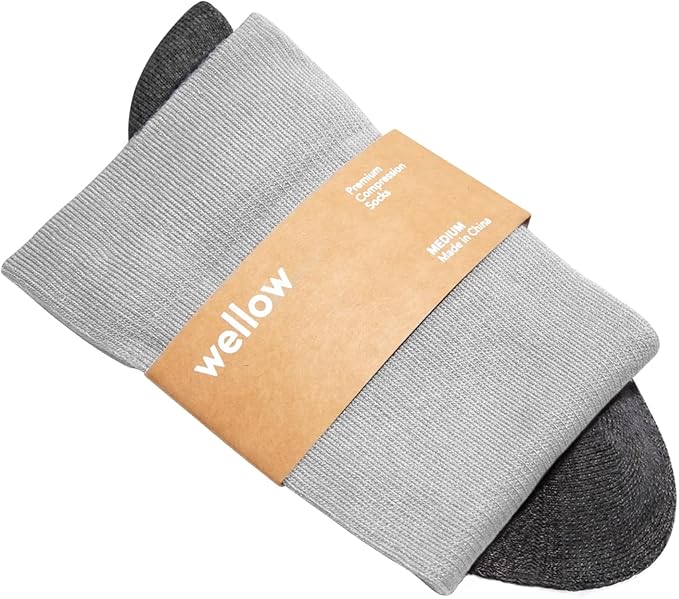 Wellow Premium Socks (Compression Socks - Regular) for Men & Women, Made with Viscose from Bamboo, Knee High, 18-25 mmHg