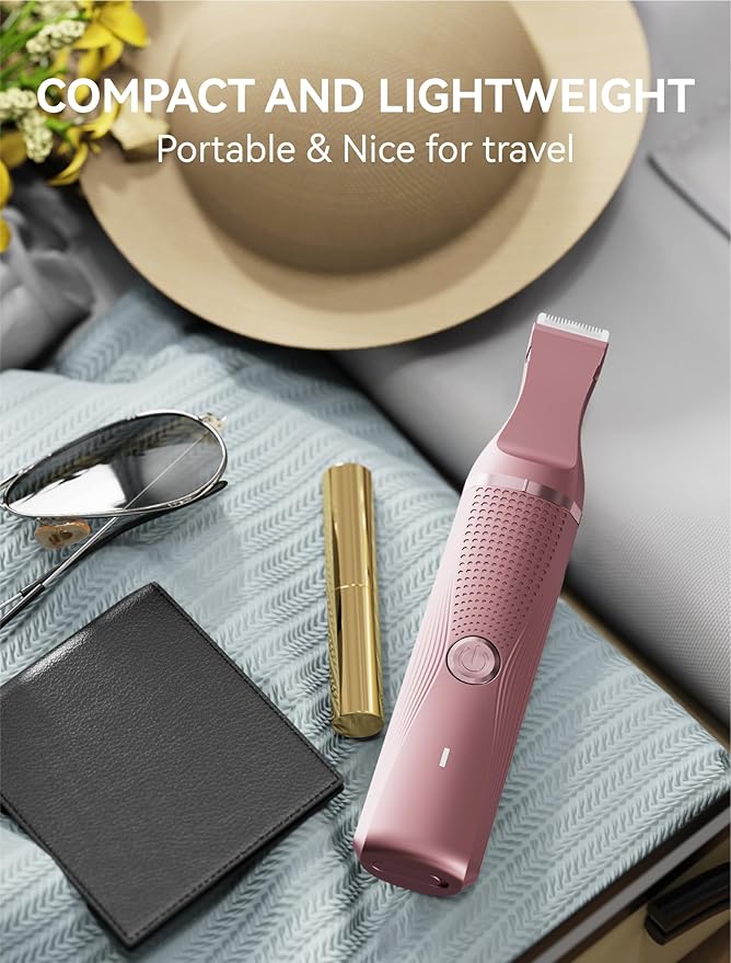 unibono 3-in-1 Electric Razor for Women - Waterproof Bikini Trimmer,Rechargeable Electric Shaver for Lady,Pubic Hair Trimmer Women,Personal Trimmer Groomer for Body Hair (Rose Golden,RG-1)